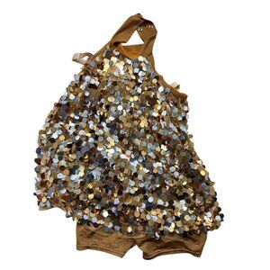WEISSMAN Gold Sequin Confetti Shorts Dance Costume